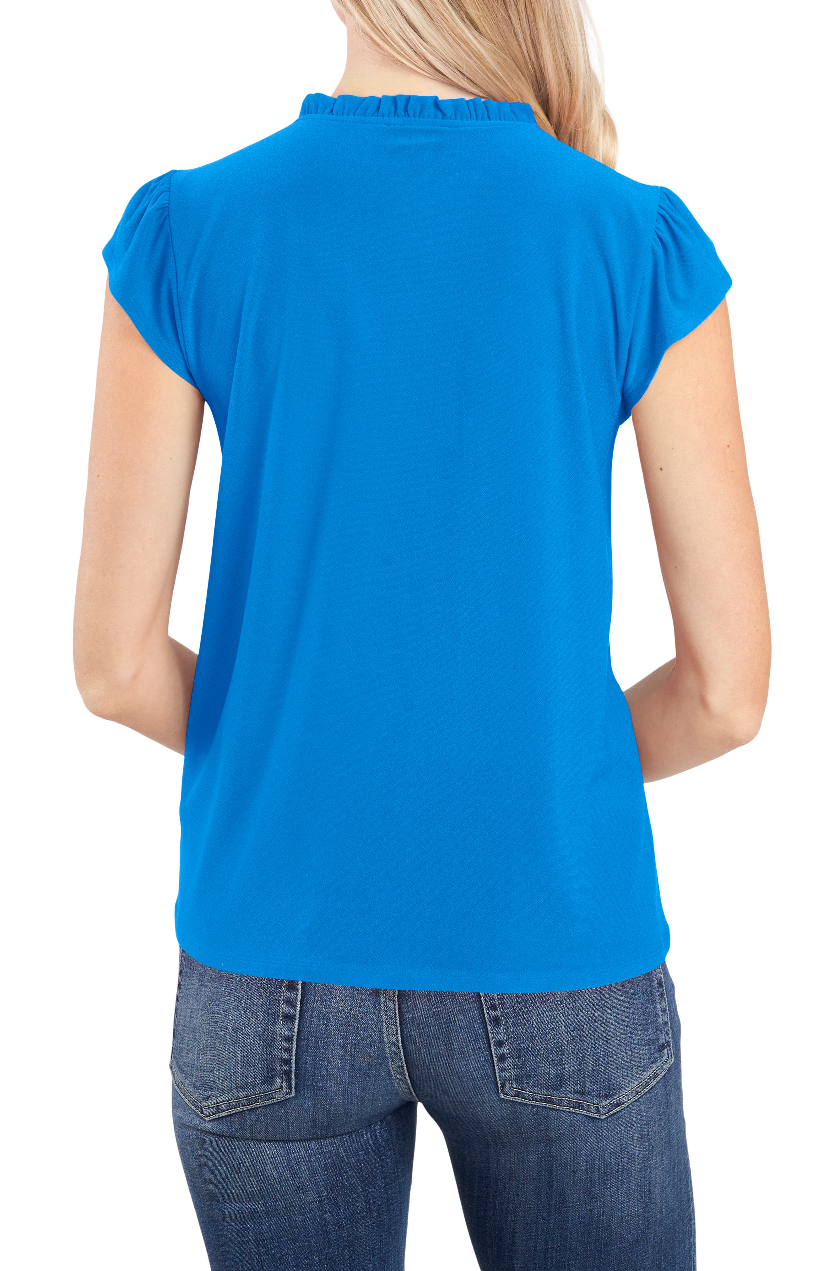 Flutter Sleeve Stretch Crepe Top - image 2