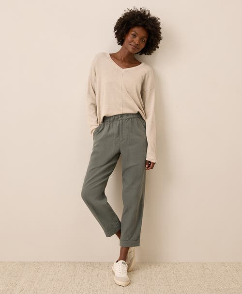 Pact Organic Cotton Coastal Double Gauze Rolled Cuff Pant In Gray