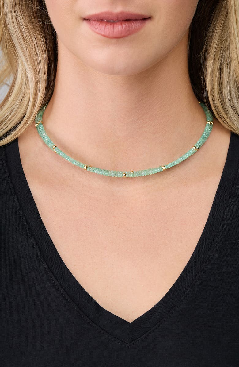 Bony Levy 14K Iris Emerald Beaded Tennis Necklace, Alternate, color, 14Ky Gold