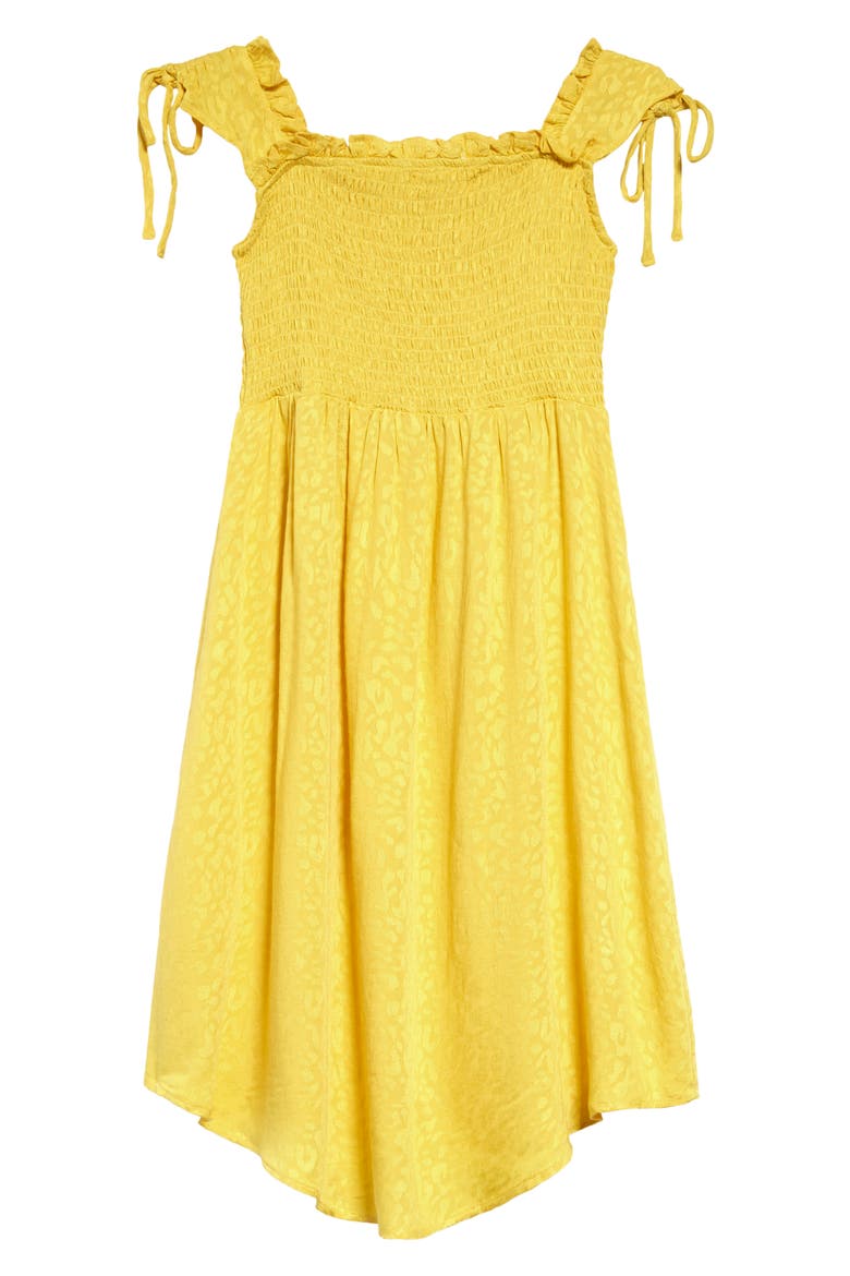 Kids' Smocked Tie Sleeve Dress, Alternate, color, YELLOW
