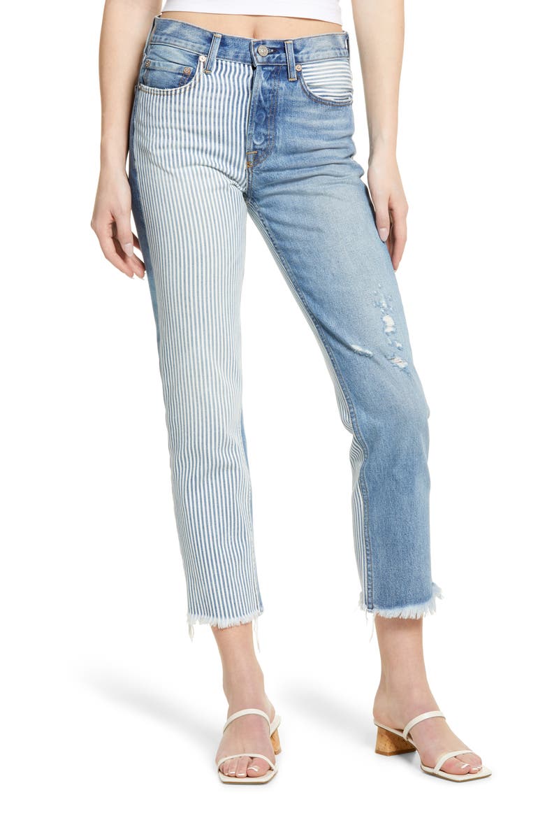 Claude Mixed Media High Waist Straight Leg Jeans, Main, color, DRIFTER