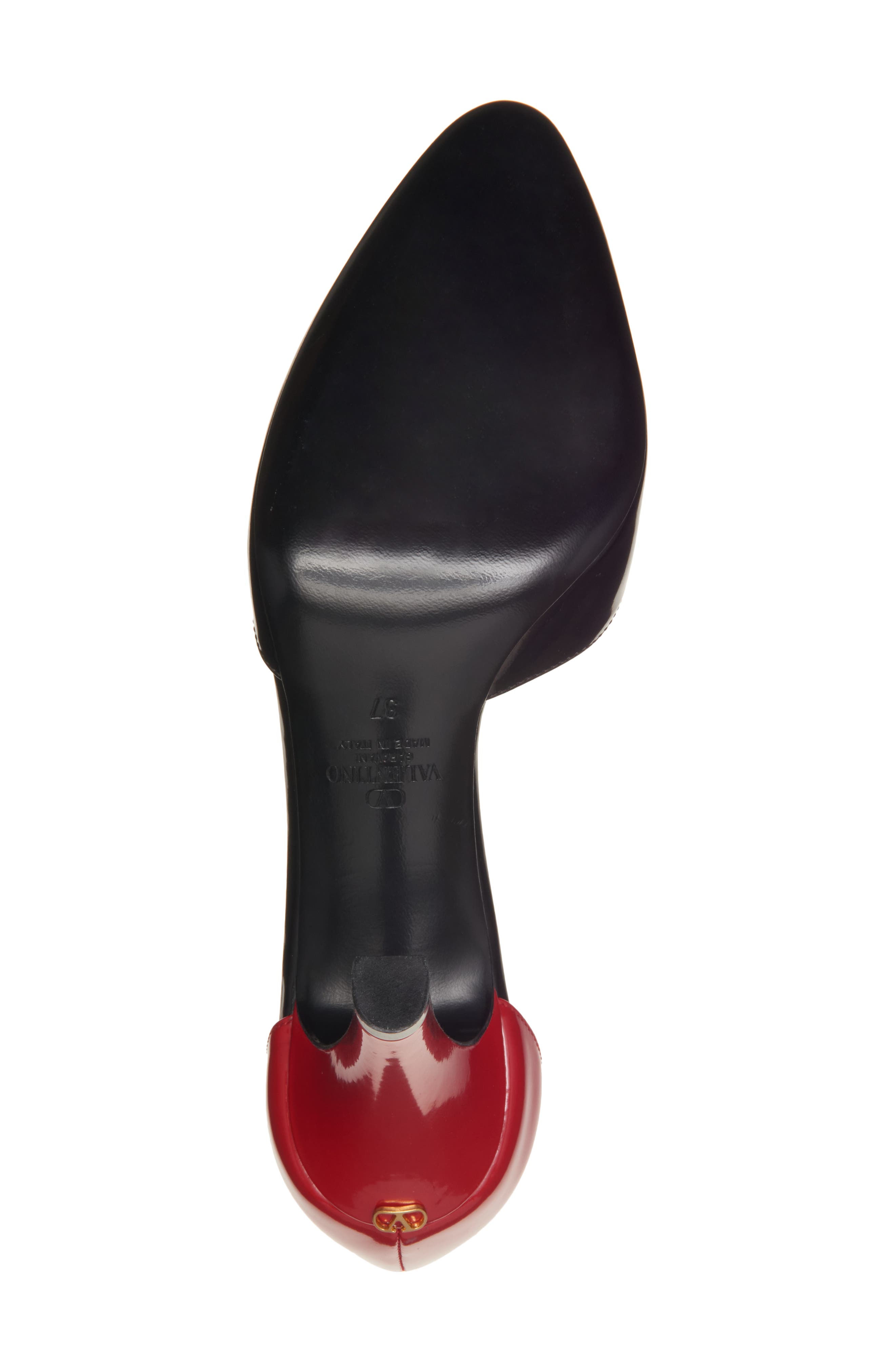 Valentino Garavani Tie Ankle Strap d'Orsay Pump, Alternate, color, Jt0 Nero-Rouge Pur/ Rouge Pur