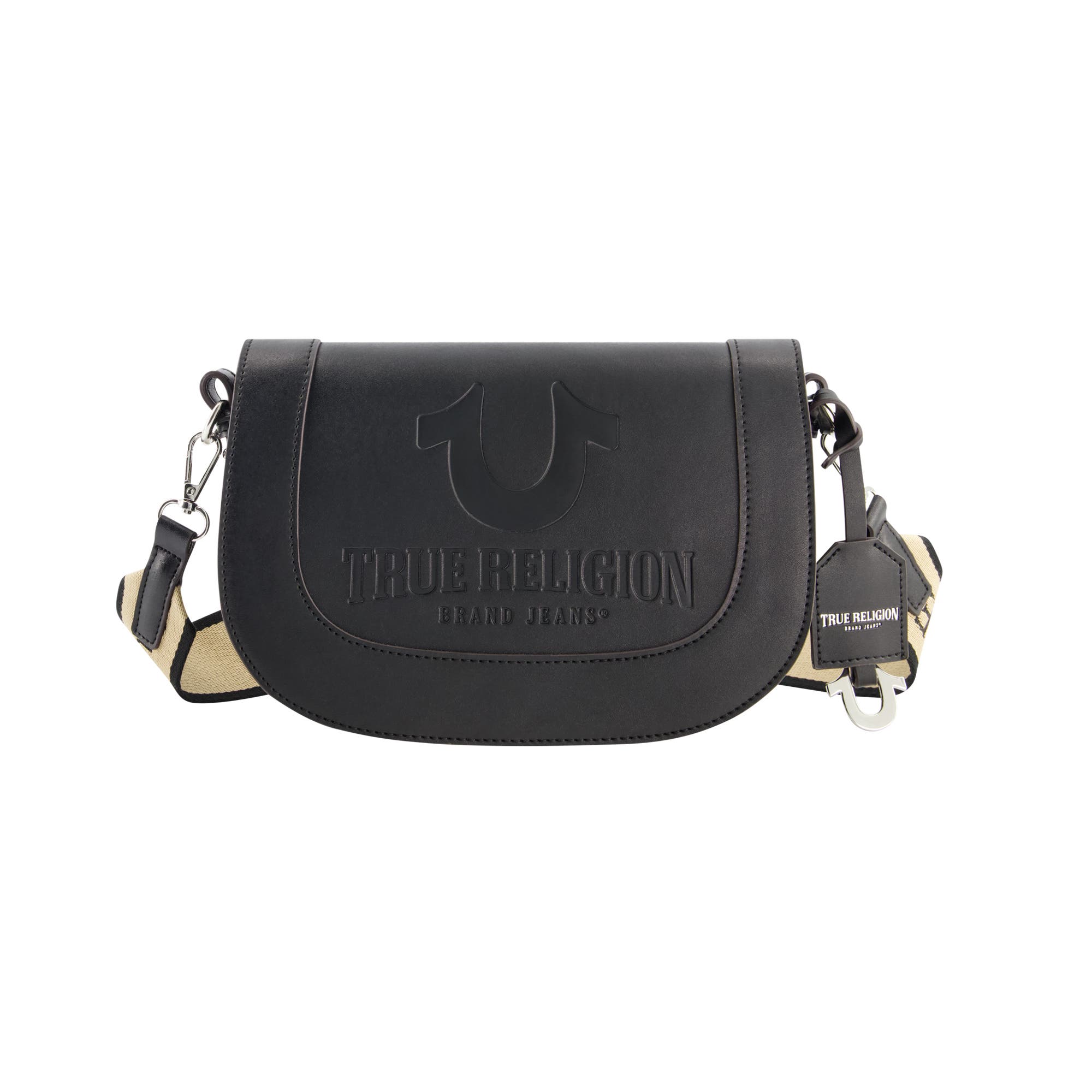 True Religion Debossed Logo Flap Shoulder Bag, Main, color, 