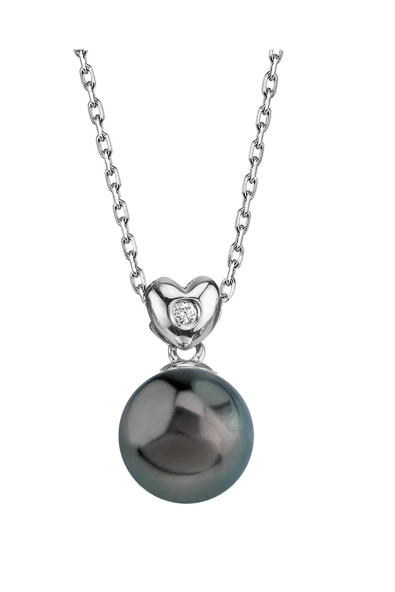 Tahitian South Sea Pearl & Diamond Lev Pendant, Main, color, White Gold
