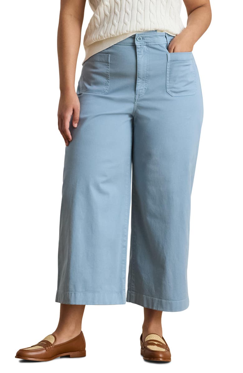 Lauren Ralph Lauren High Waist Stretch Cotton Crop Pants, Main, color, Blue Note