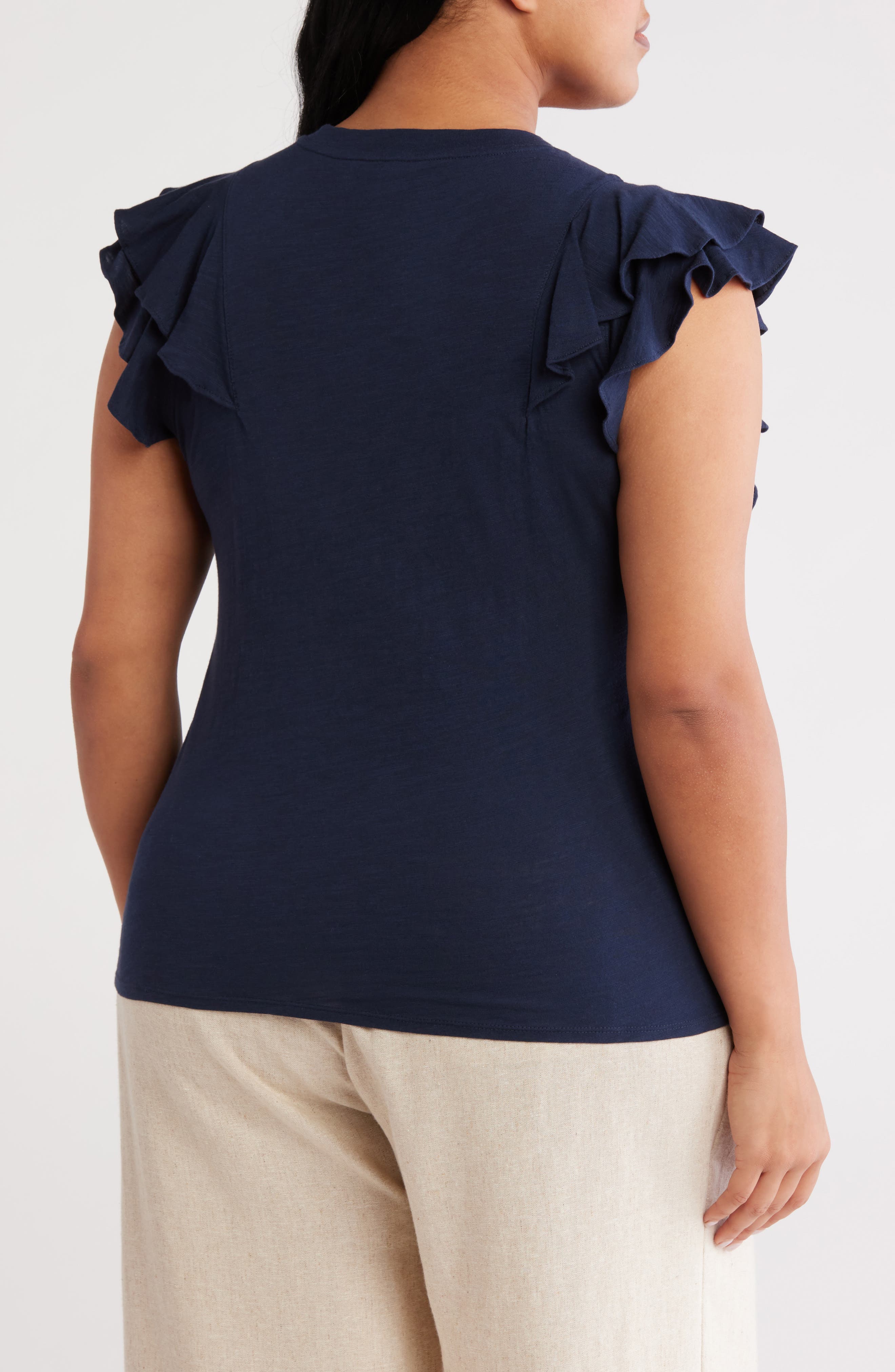 Cascade Ruffle Cotton Blend Top - image 4