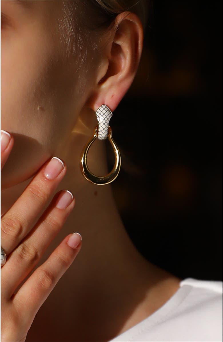 RC RETRO CHIC Uraeus Earrings, Alternate, color, White & Gold