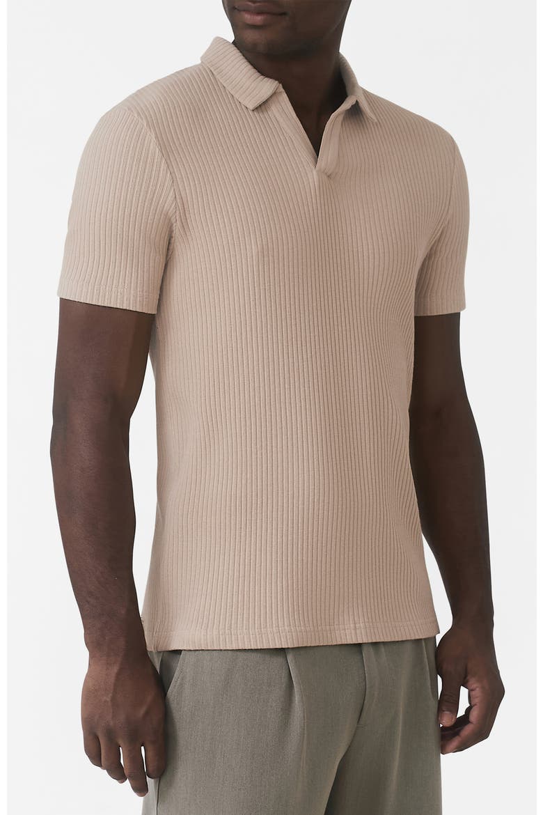 Elysee Slim Ribbed Revere Polo, Alternate, color, Light Beige