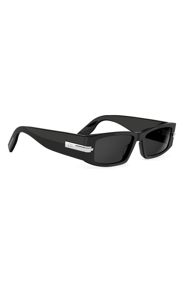 DIOR BlackSuit XL S5I 55mm Rectangular Sunglasses, Alternate, color, Shiny Black / Smoke