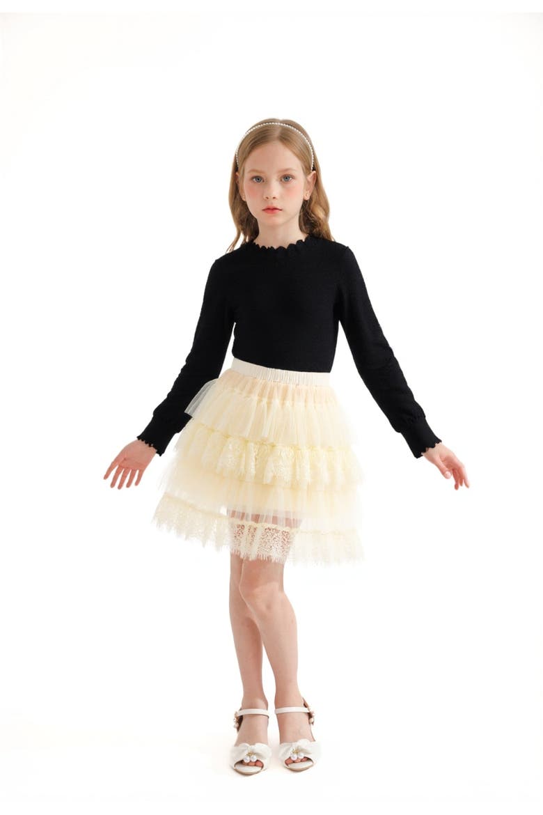 Knit Top with Tulle Skirt, Alternate, color, Black