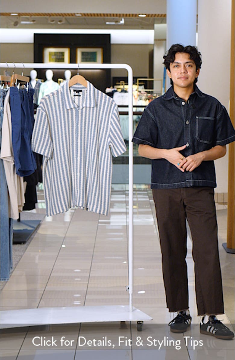 Beach Stripe Cotton-Blend Button-Front Shirt, sales video thumbnail