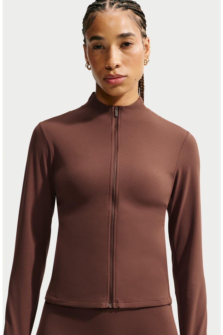 Zenvy Dri-FIT Front Zip Top, Alternate, color, CACAO WOW/ WHITE