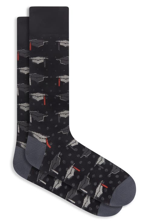 Mortarboard Mercerized Cotton Blend Dress Socks