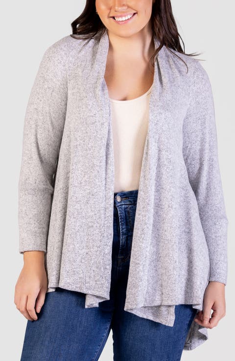 Open Front Waterfall Cardigan (Plus)