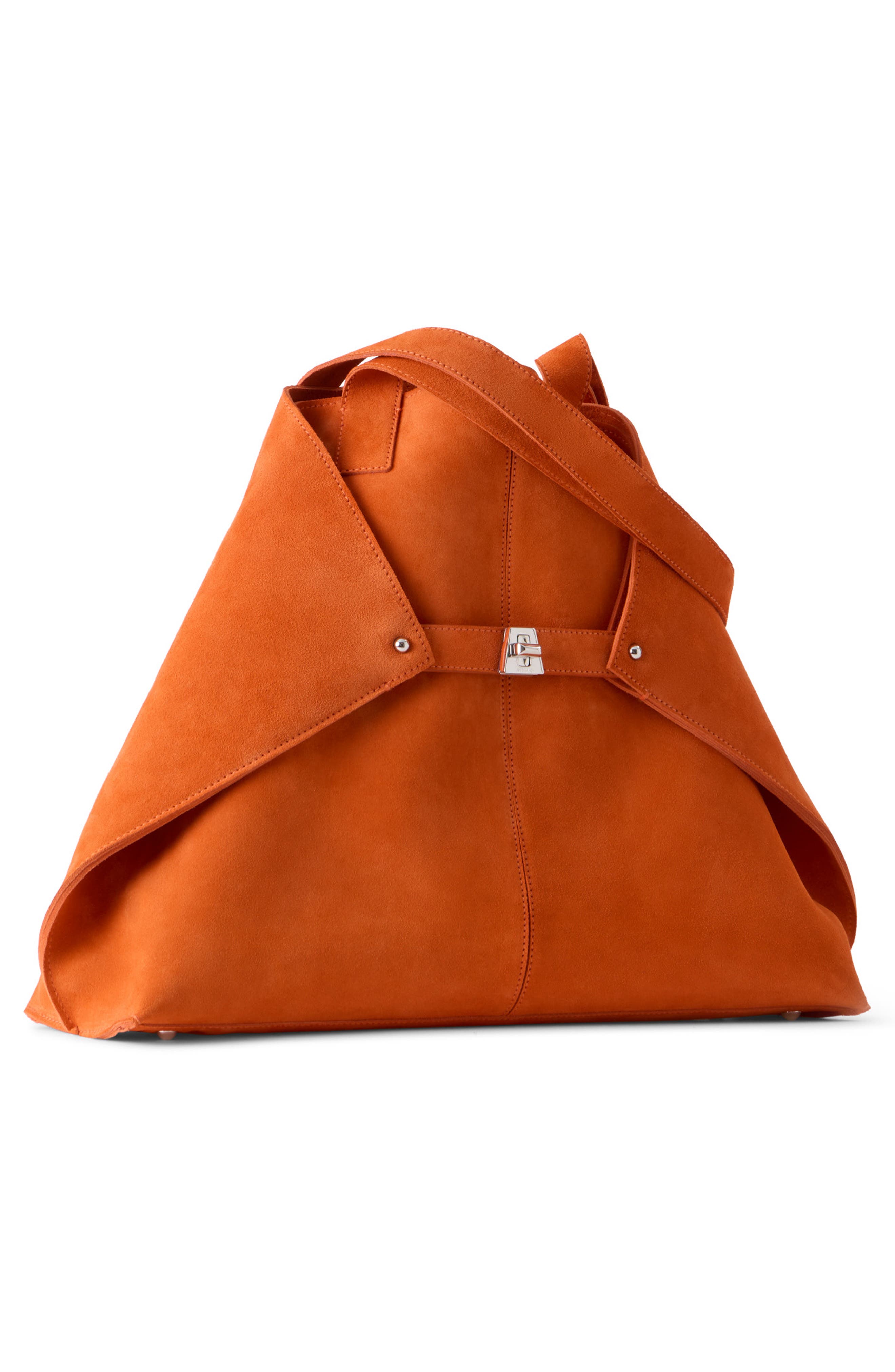 Akris AI Suede Convertible Shoulder Tot, Alternate, color, Tangerine