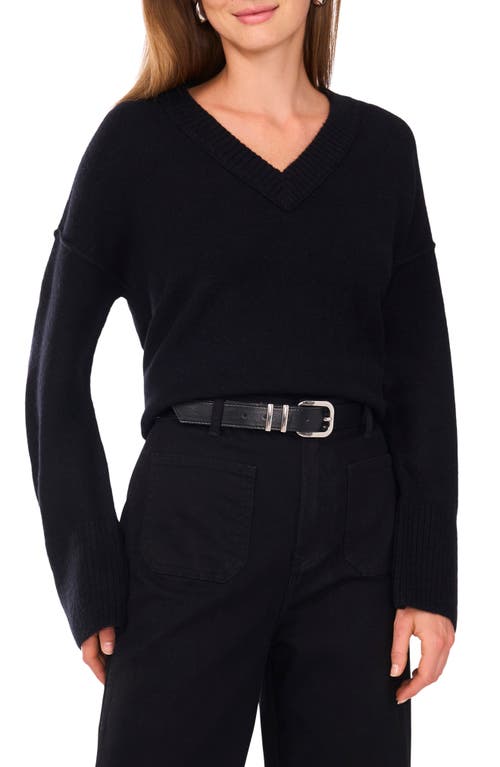 Vince Camuto High-low V-neck Sweater In Black