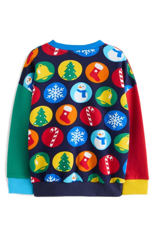 Shop Little Bird Kid's Christmas Print Cotton Sweatshirt In Blue