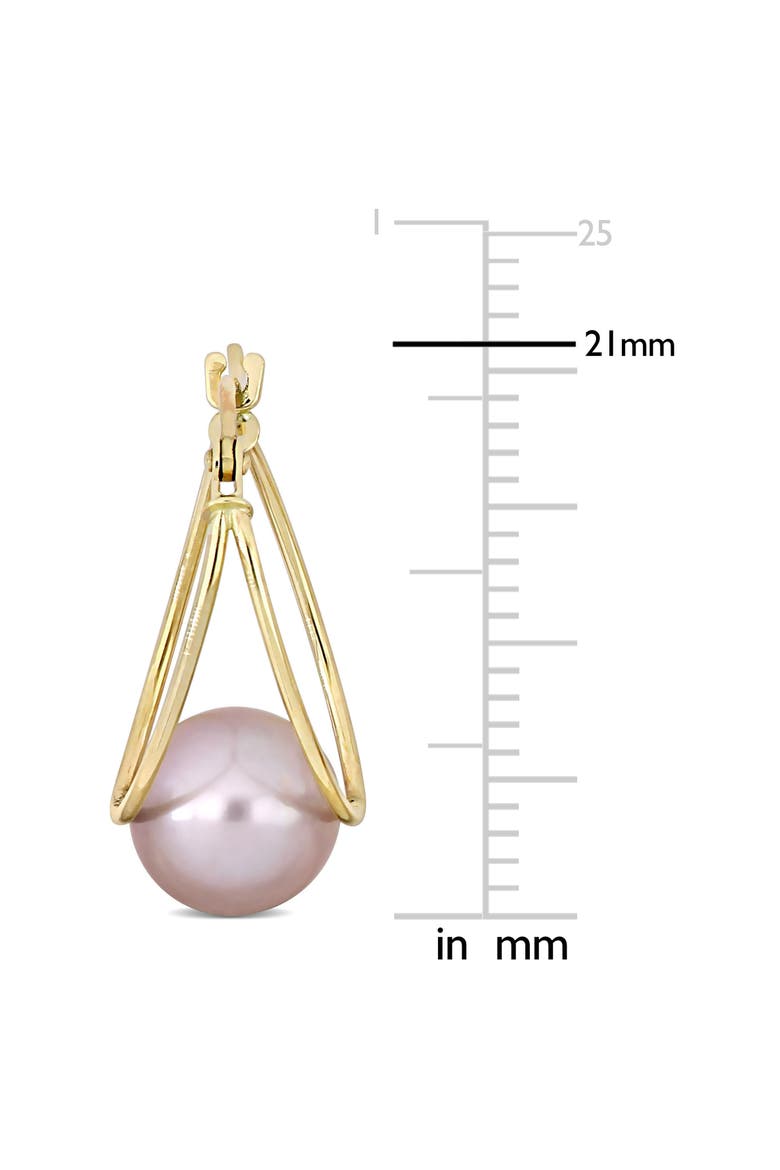Cultured Pearl Drop Hoop Earrings 10k, Alternate, color, Pink Pearl/Gold