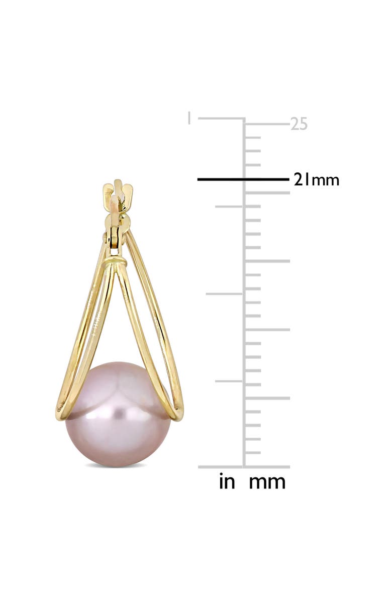 Julianna B. Cultured Pearl Drop Hoop Earrings 10k, Alternate, color, Pink Pearl/Gold