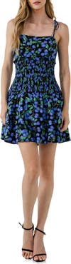 English Factory Smocked Blueberry Minidress