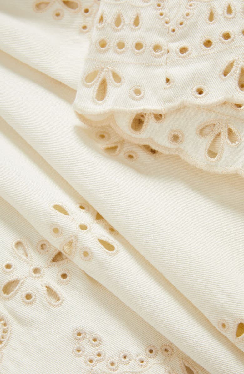 Veronica Beard Komi Embroidered Wide Leg Denim Pants, Alternate, color, Dove