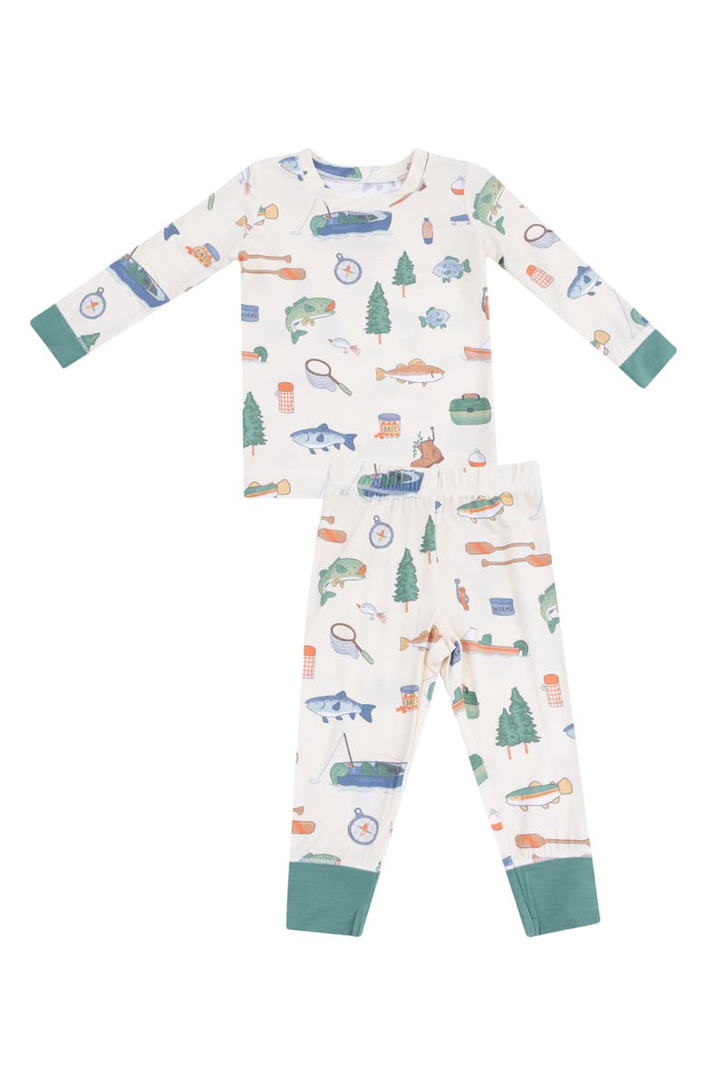 Angel Dear Kids' Fishing Things Lounge Top & Leggings Set, Main, color, Frosty Spruce