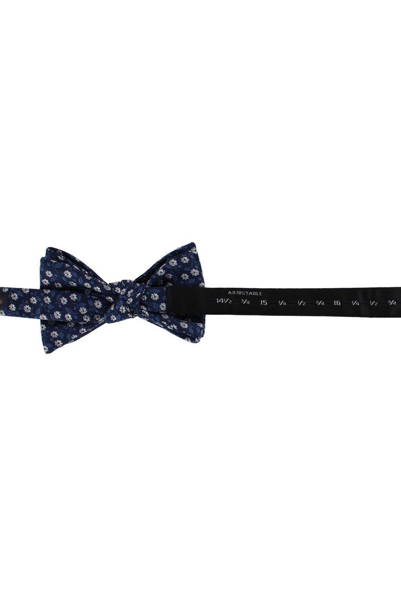 Metallic Flowers and Leaves Bowtie, Alternate, color, Navy