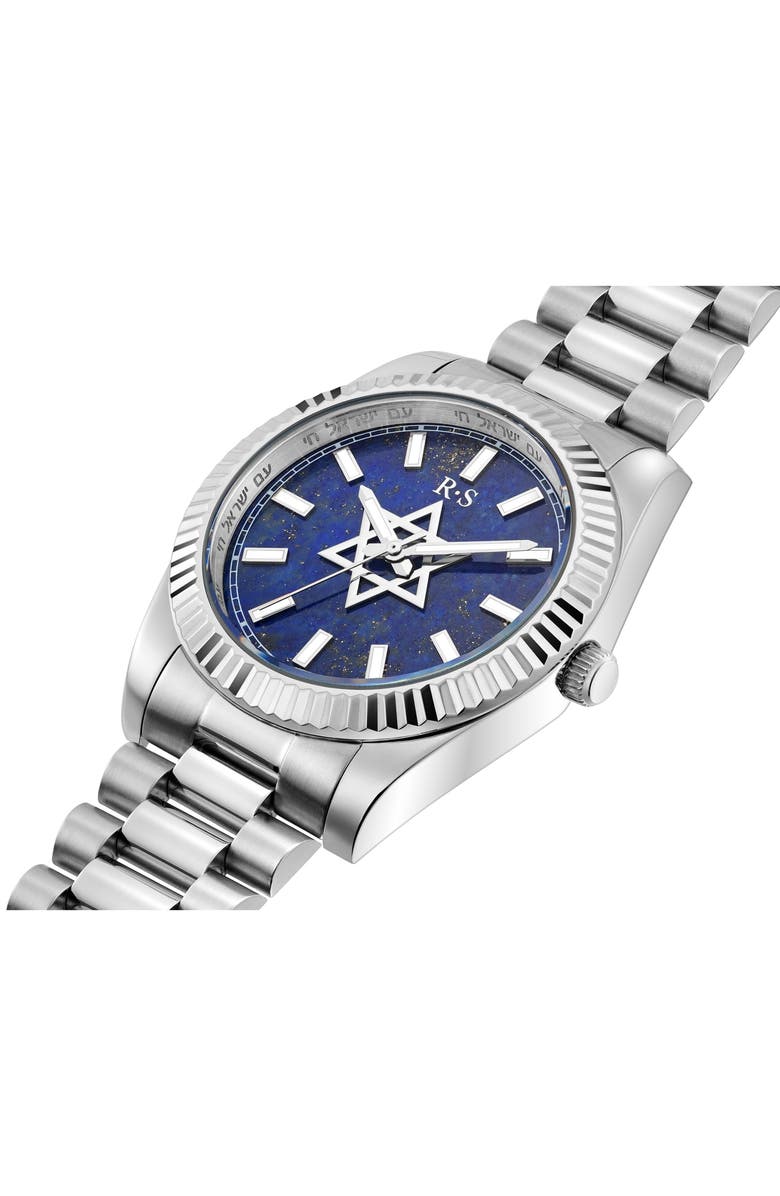 Rachie Shnay The Jumbo Mazel Lapis Lazuli Bracelet Watch, 41mm, Alternate, color, Blue Lapis