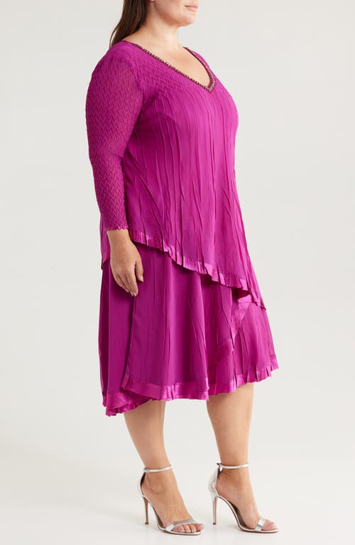 KOMAROV KOMAROV LAYERED HEM COCKTAIL DRESS