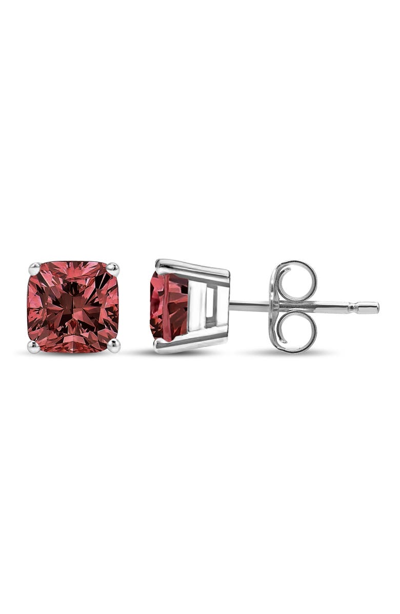 Haus of Brilliance 14K White Gold 1/2 Ct Lab Grown Pink Cushion Diamond Solitaire Stud Earrings, Alternate, color, White