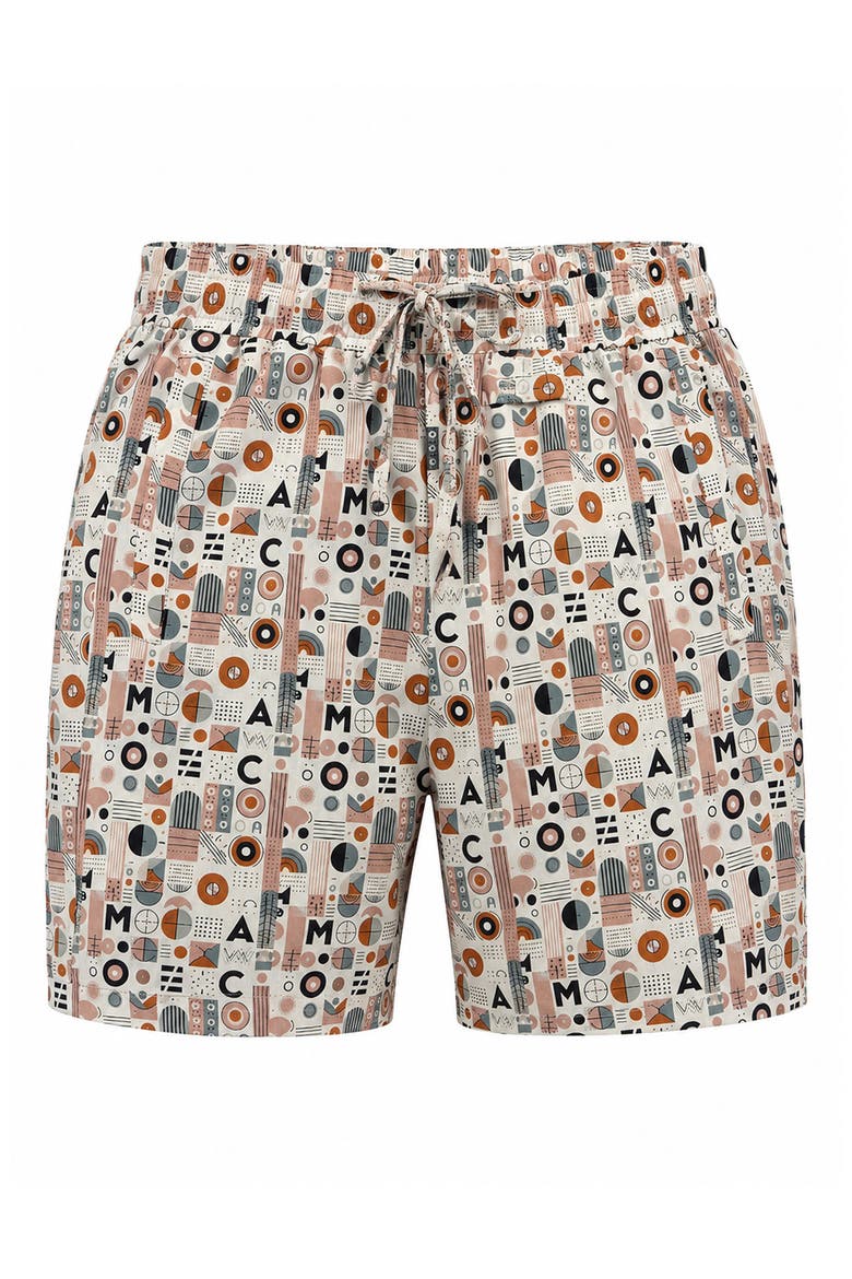 Marthyr Patterned Elastic Waist Shorts, Main, color, PINK