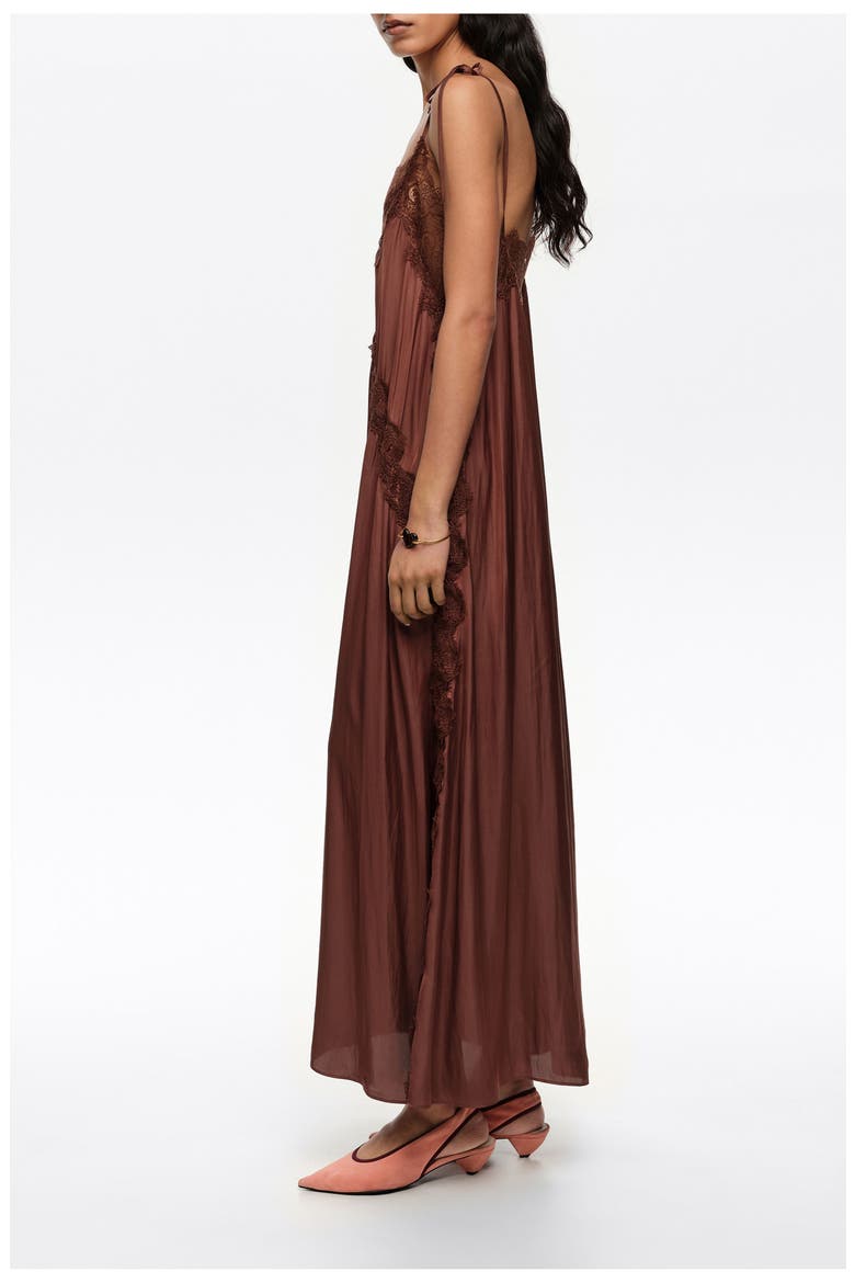Lace Fluid Dress, Alternate, color, BROWN