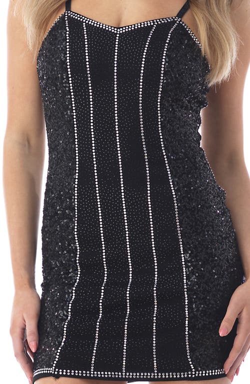 Sky Sequin Rhinestone Body-con Minidress In Gray