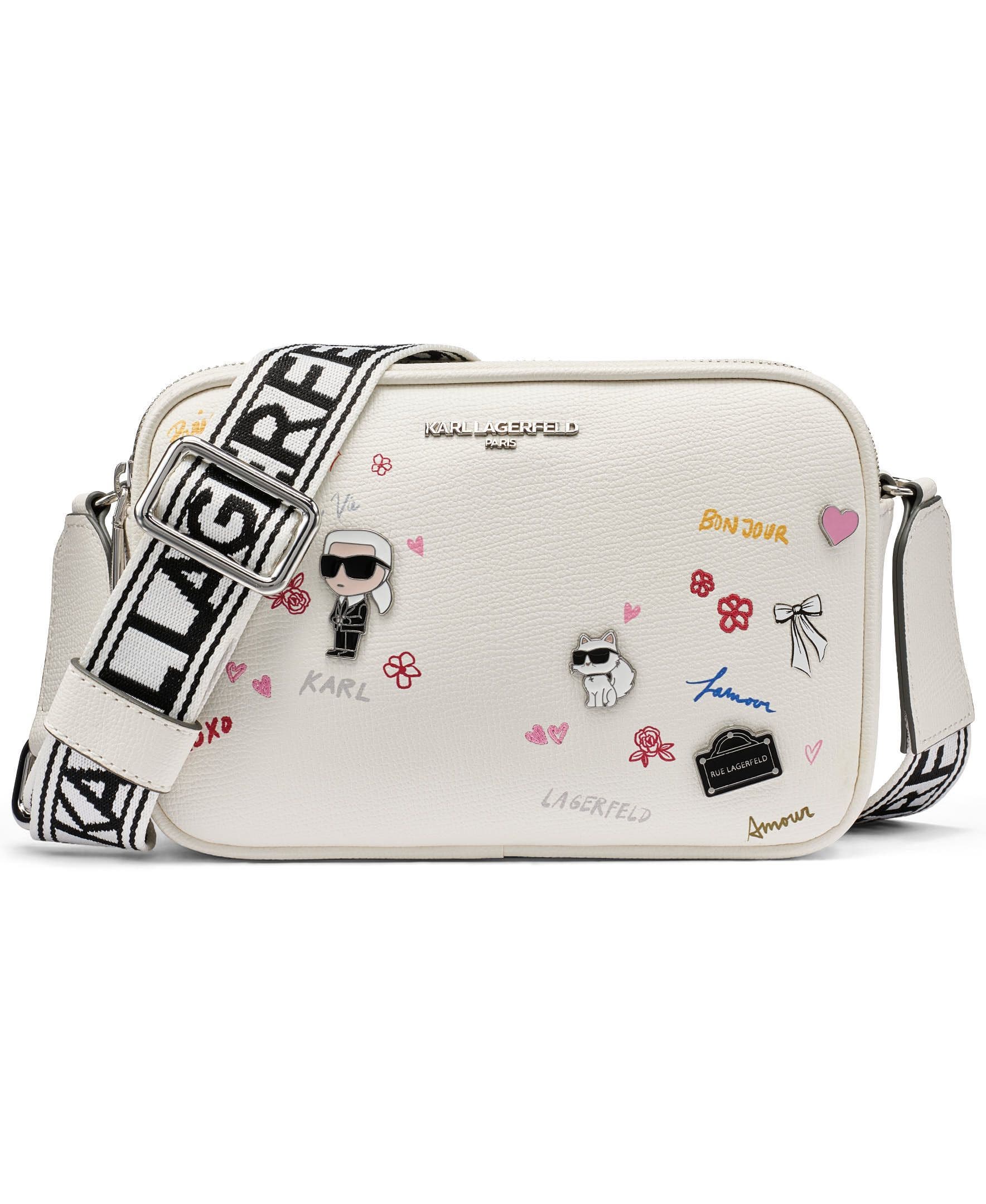 Maybelle Printed Paris Crossbody Bag, Main, color, White/Silver