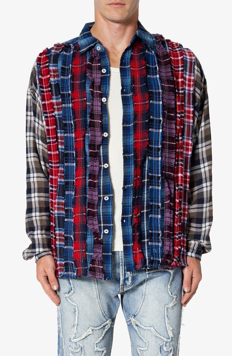 mnml Tuxedo Plaid Cotton Flannel Button-Up Shirt, Main, color, Multi