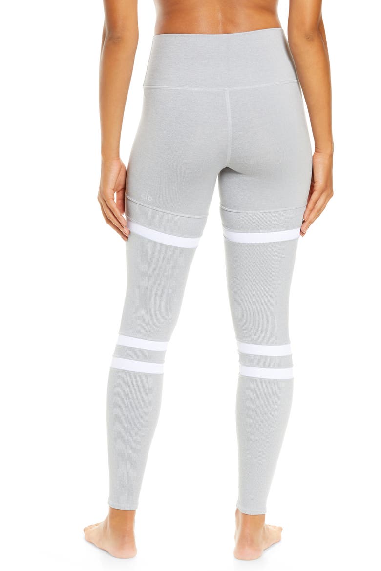 Legit High Waist Leggings, Alternate, color, ATHLETIC HEATHER GREY/ WHITE