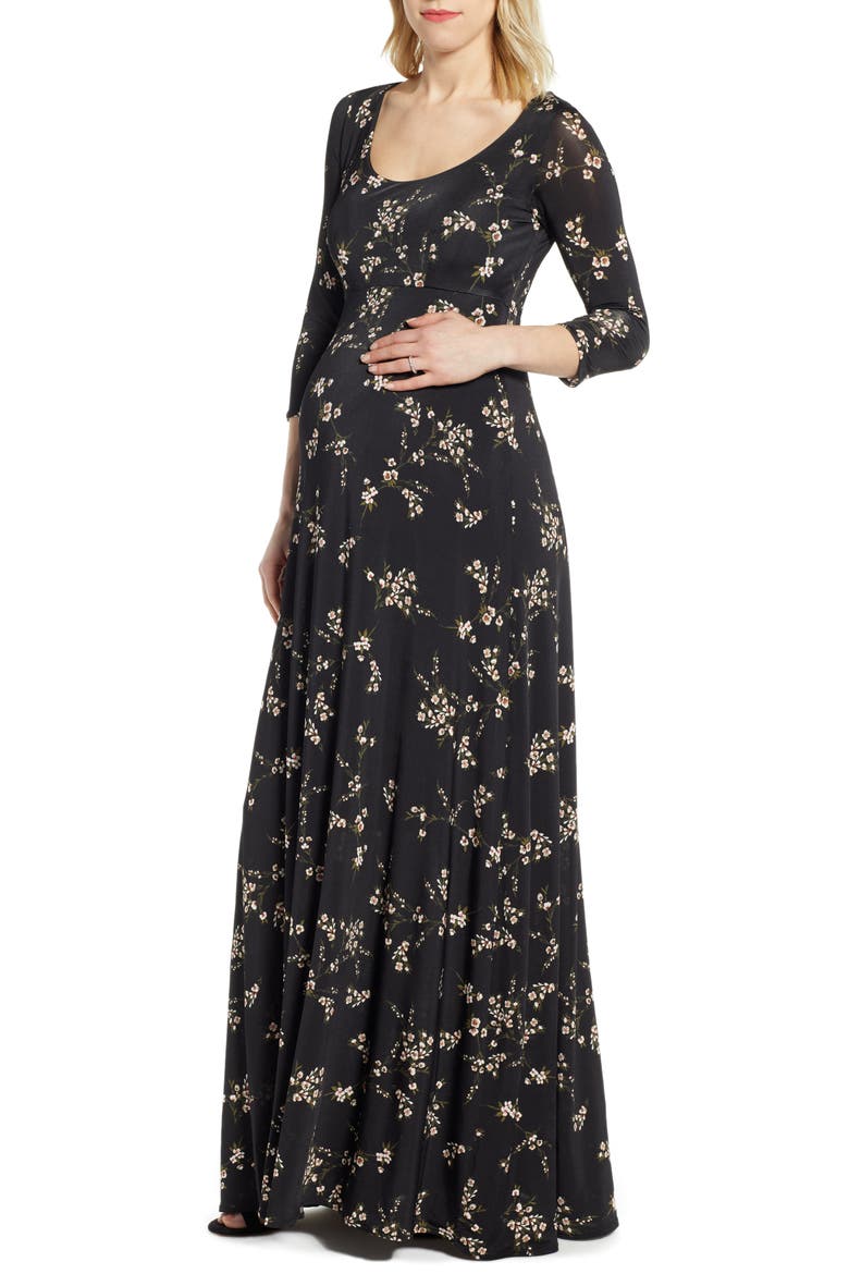 Samantha Maternity Maxi Dress, Main, color, BLACK