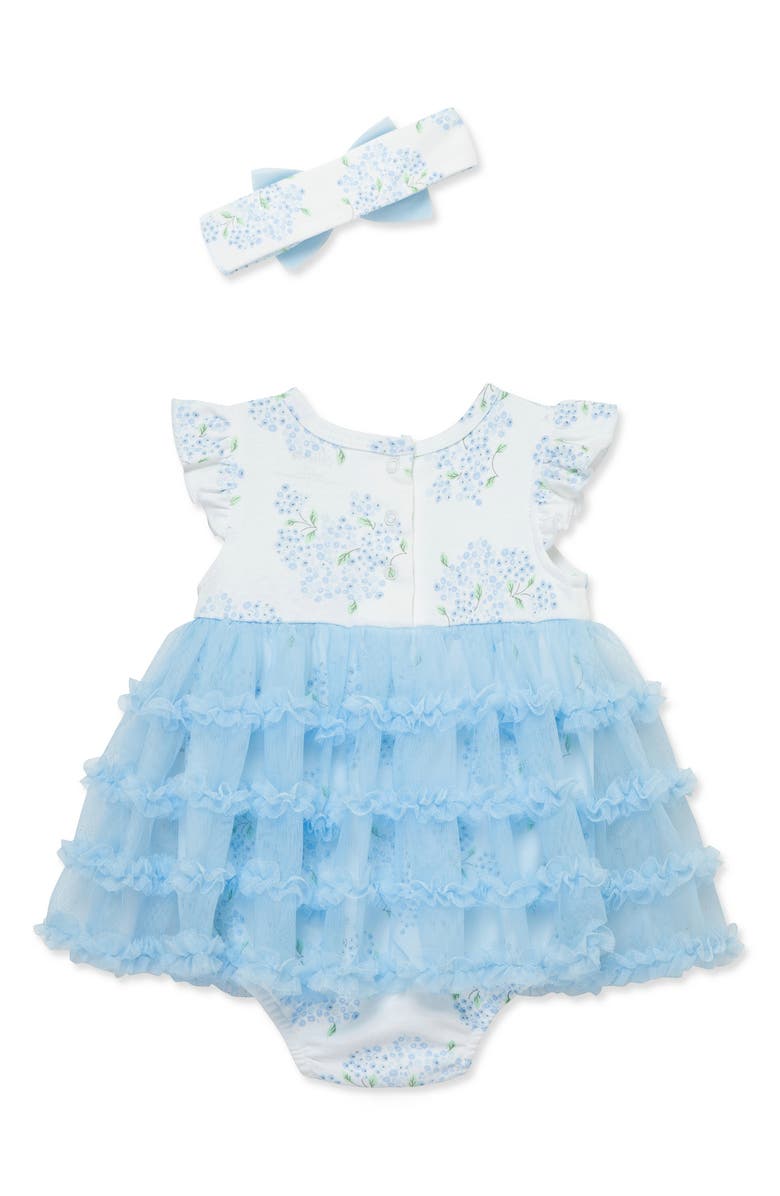 Little Me Hydrangea Skirted Bodysuit & Headband Set, Alternate, color, Blue