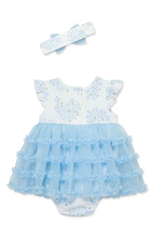 Little Me Hydrangea Skirted Bodysuit & Headband Set In Blue