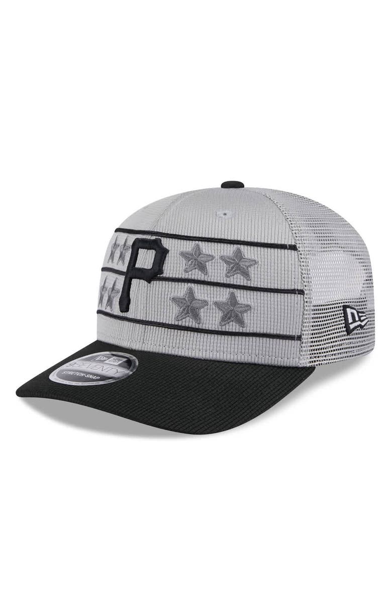 New Era Men's New Era  Gray/Black Pittsburgh Pirates 2025 Batting Practice 9SEVENTY Stretch-Snap Trucker Hat, Main, color, 