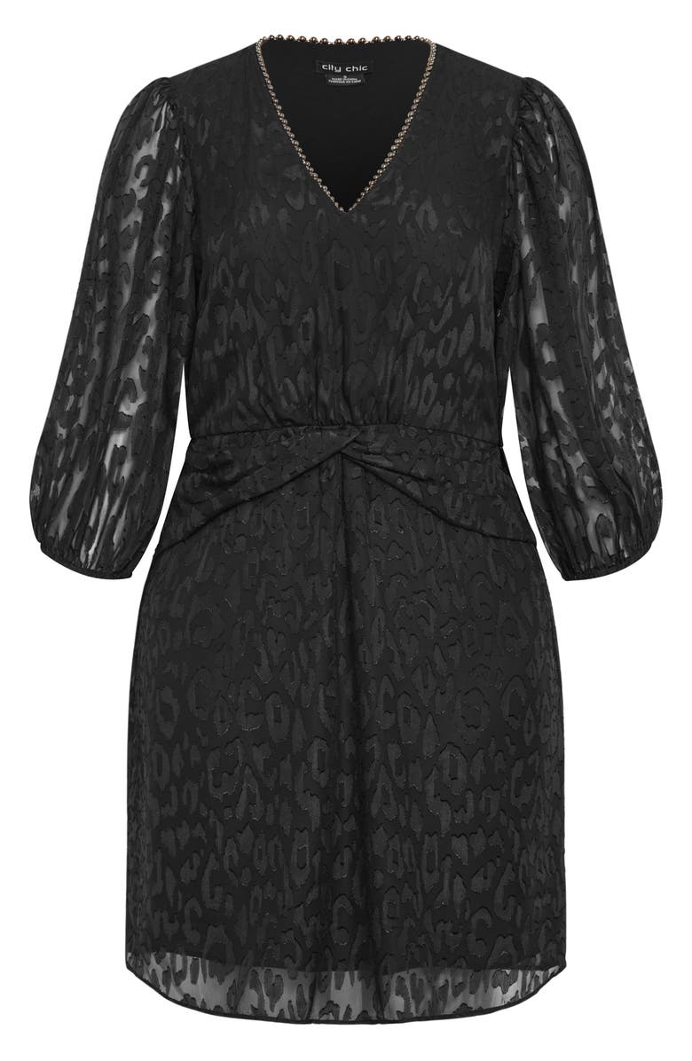City Chic Lysandra Jacquard Dress, Alternate, color, Black