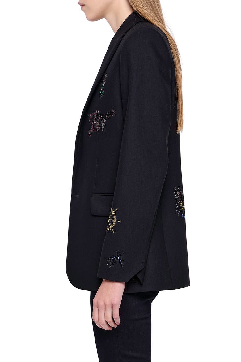 Valse Strass Embellished Blazer, Alternate, color, BLACK