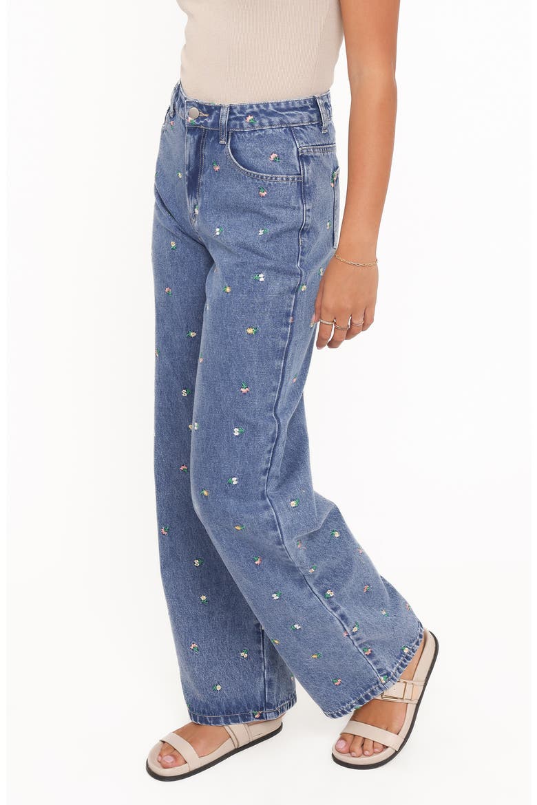 Kendall Floral Embroidered Straight Leg Jeans, Alternate, color, EMBROIDERY MEDIUM WASH