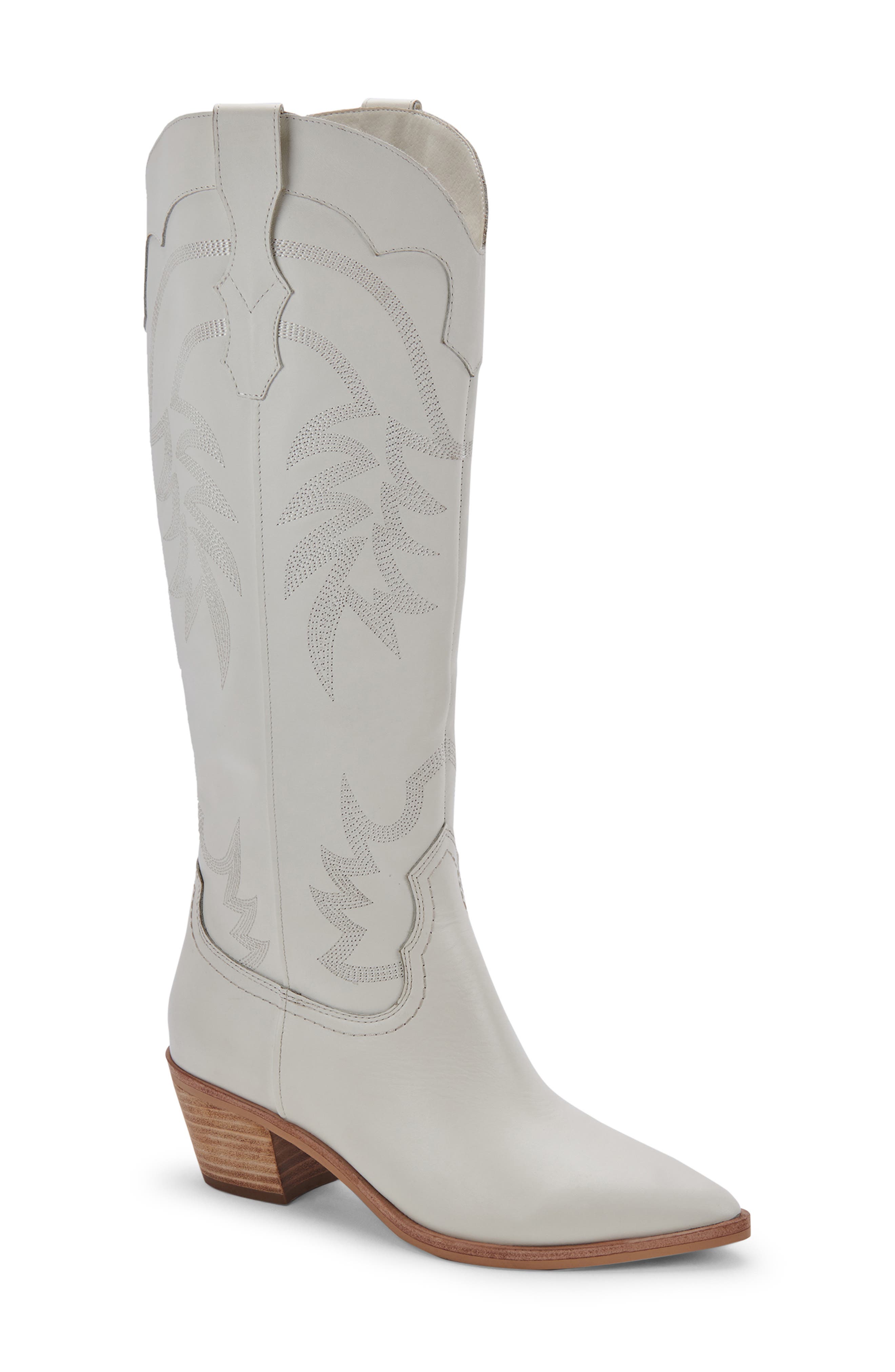 Solida Western Boot, Main, color, OFF WHITE LEATHER