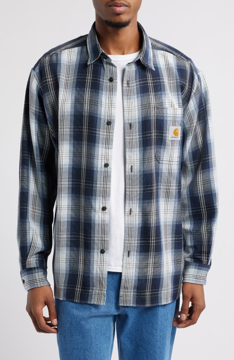 Carhartt Work In Progress Blanton Loose Fit Plaid Button-Up Shirt, Main, color, 