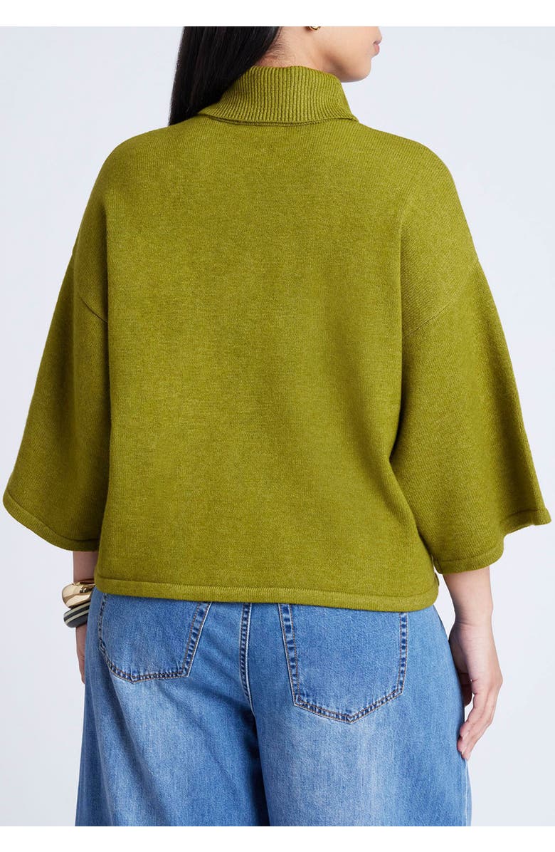 ELOQUII Boxy Three Quarter Sleeve Turtleneck, Alternate, color, Chartreuse