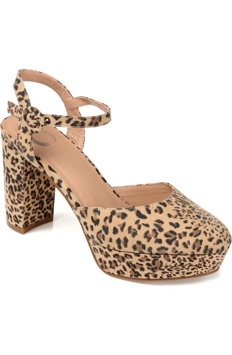 Journee Collection Roslynn Platform Pump -Wide Width, Main, color, Leopard