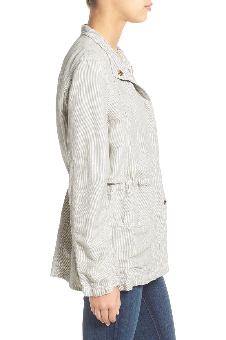 Linen Blend Utility Jacket, Alternate, color, OLIVE- IVORY MINI STRIPE