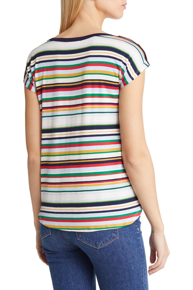Stripe Button Shoulder T-Shirt, Alternate, color, MULTISTRIPE