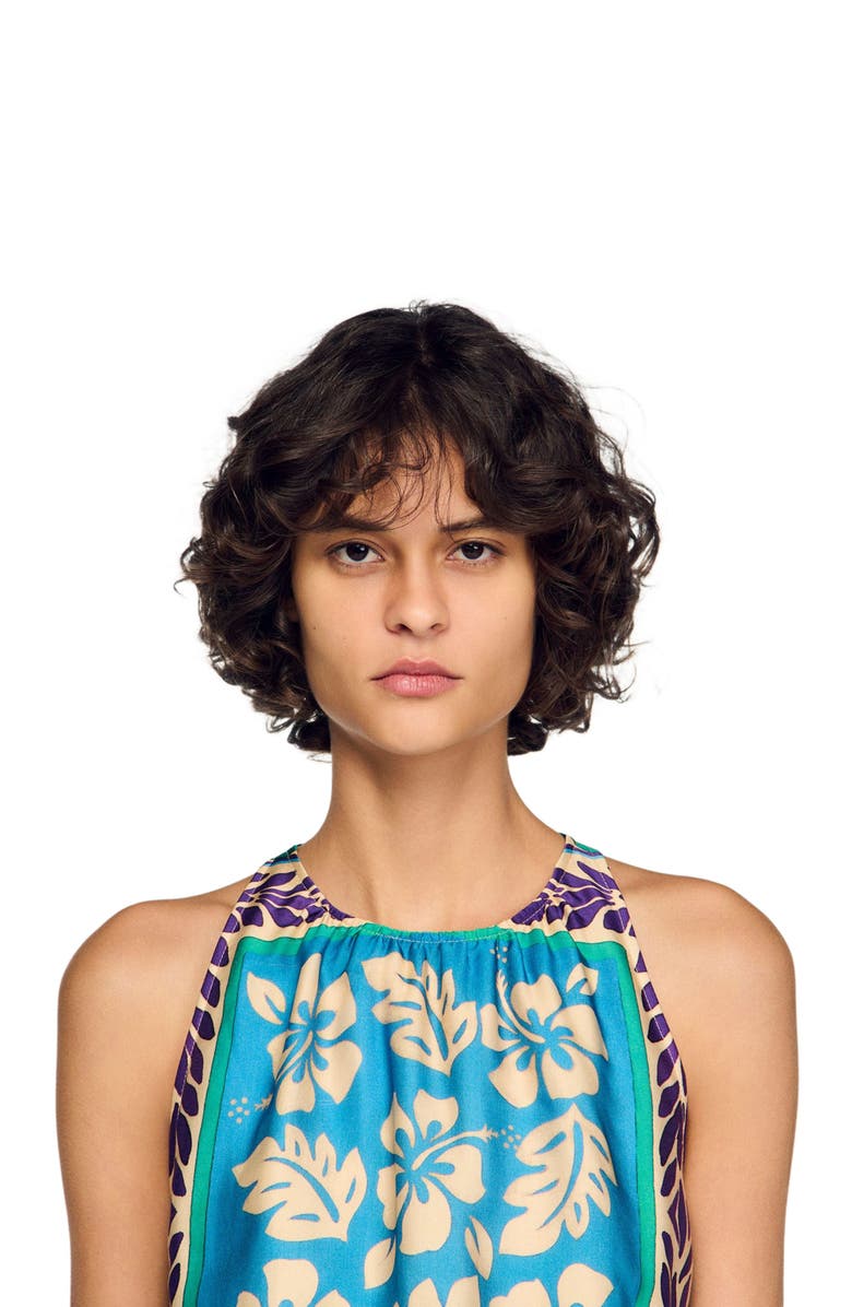 SANDRO Floral print maxi dress, Alternate, color, Green / Purple